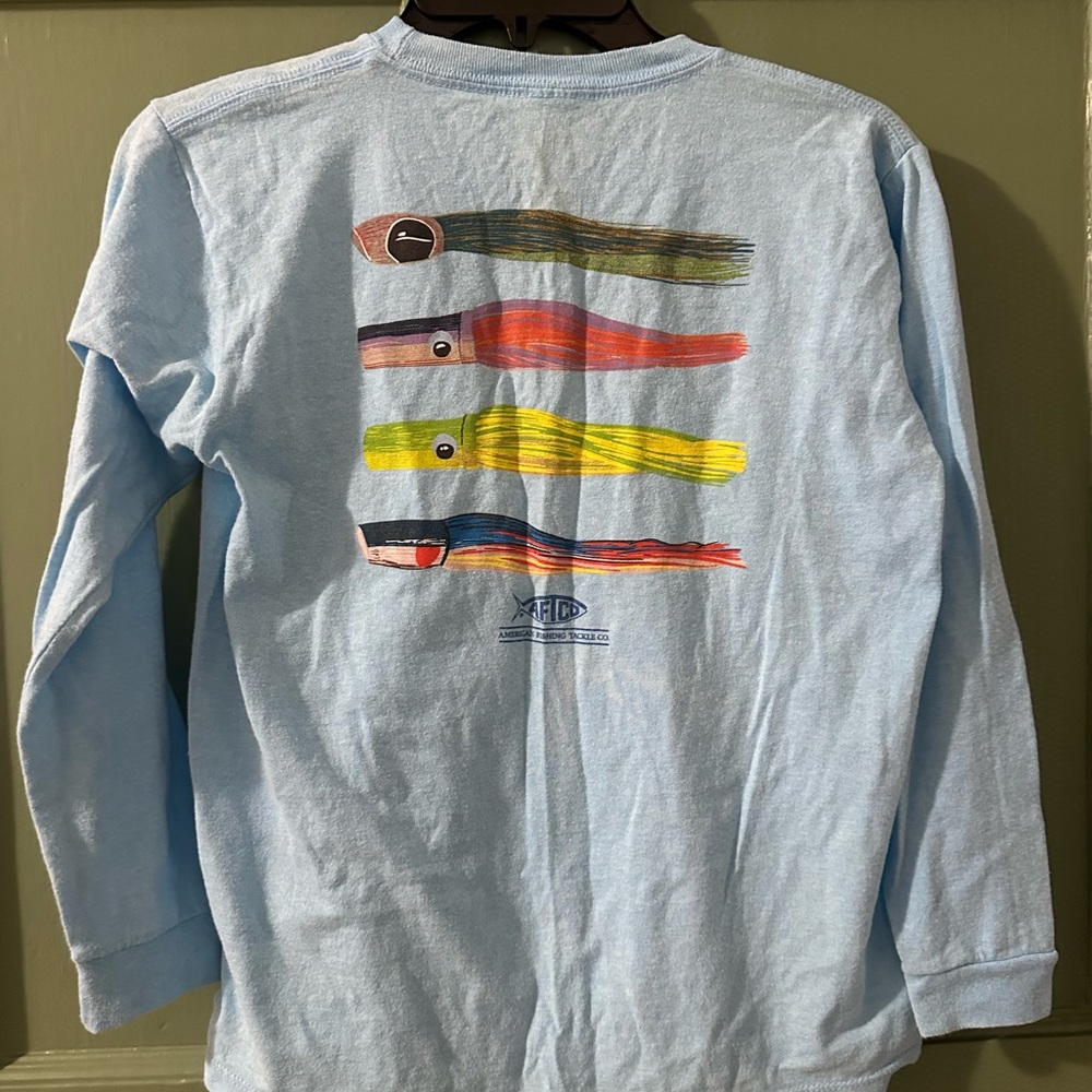 AFTCO boys long sleeve shirt medium blue